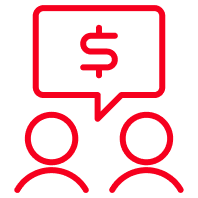 Two people discussing financial goals. 