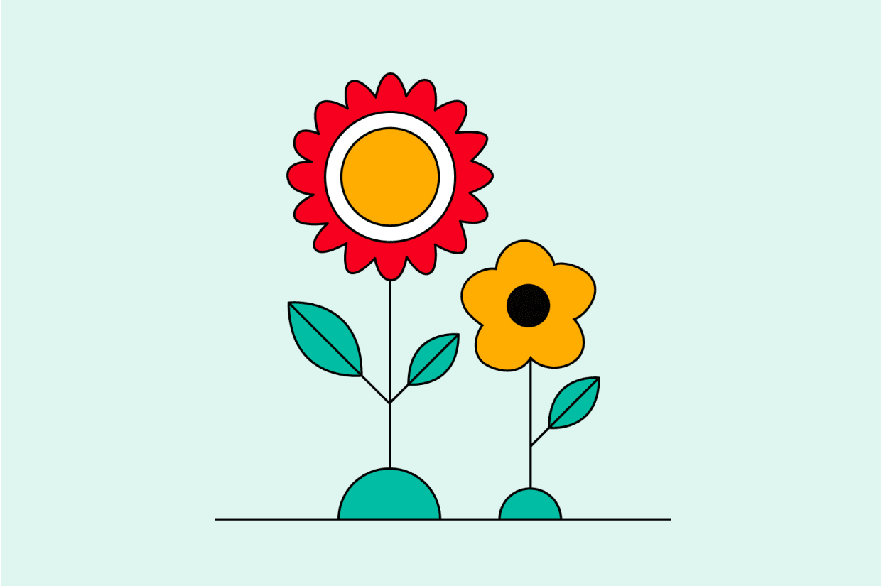 Illlustration of a red flower and a yellow flower, representing well-being.